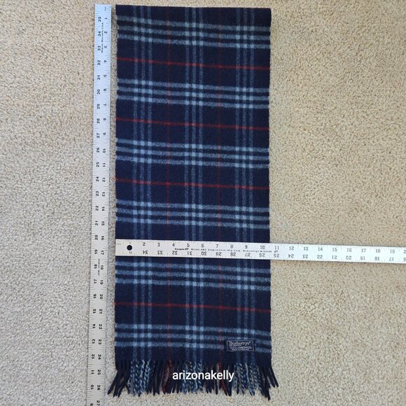 Vintage Burberry Wool Blue Nova Check Plaid Scarf EXCELLENT CONDITION Lambswool - Picture 4 of 13